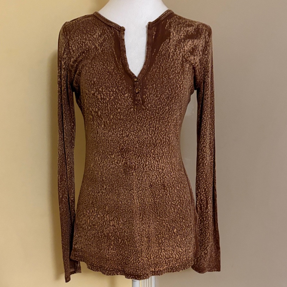 Cream Soda Brown Long Sleeve Women's Top M